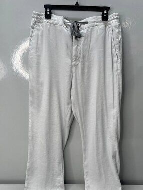 Marco Pescarolo Mens Pants Light Grey Size US 38/IT 54 Stretch Linen Drawstring